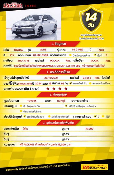 Toyota Altis 2017.0 มือสอง เบนซิน ไมล์  รถบ้านแท้ มือเดียว - Image 2