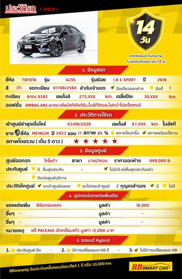 Toyota Altis 2016.0 มือสอง เบนซิน ไมล์  มือเดียว จัดไฟแนนซ์ได้ - Image 2