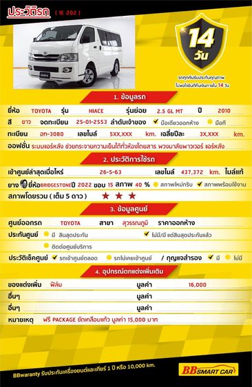 Toyota Hiace 2010.0 มือสอง ดีเซล ไมล์  ราคาถูก รถบ้านแท้ - Image 2