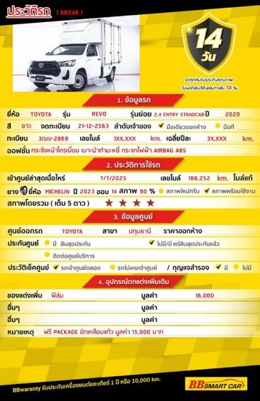 Toyota Hilux Revo 2020.0 มือสอง ดีเซล ไมล์  เช็กศูนย์ทุกระยะ ไม่เคยชน - Image 2