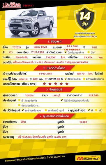 Toyota Hilux Revo 2017.0 มือสอง ดีเซล ไมล์  เครดิตดีออกรถ 0 บาท ราคาถูก - Image 2
