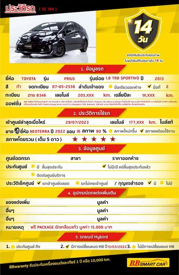 Toyota Prius 2013.0 มือสอง ไฮบริด ไมล์  จัดไฟแนนซ์ได้ ฟรีดาวน์ - Image 2