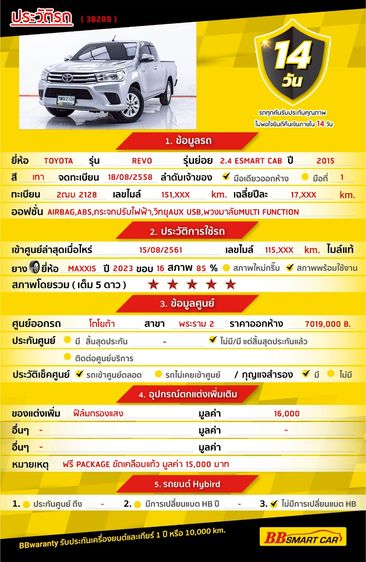 Toyota Hilux Revo 2015.0 มือสอง ดีเซล ไมล์  ไมล์แท้ เครดิตดีออกรถ 0 บาท - Image 2