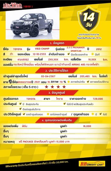 Toyota Hilux Vigo Champ 2012.0 มือสอง ดีเซล ไมล์ มือเดียว รถบ้านแท้ - Image 2