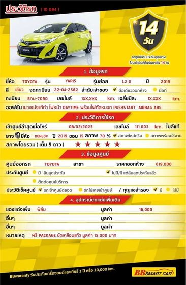 Toyota Yaris 2019.0 มือสอง เบนซิน ไมล์  สภาพนางฟ้า ฟรีดาวน์ - Image 2