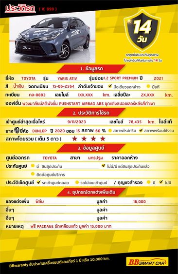 Toyota Yaris ATIV 2021.0 มือสอง เบนซิน ไมล์  เครดิตดีออกรถ 0 บาท ฟรีดาวน์ - Image 2