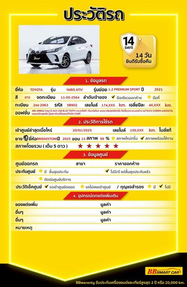 Toyota Yaris ATIV 2021.0 มือสอง เบนซิน ไมล์  เช็กศูนย์ทุกระยะ รถบ้านแท้ - Image 2