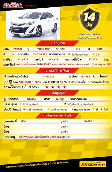 Toyota Yaris ATIV 2019.0 มือสอง เบนซิน ไมล์  ไม่เคยชน ไมล์แท้ - Image 2